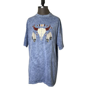 VTG Copa Banana Acid Wash Western T-shirt Blue Single Stitch Made in USA Large